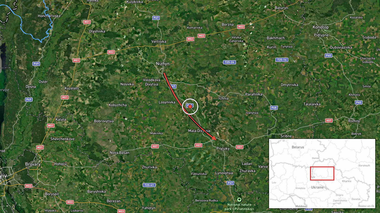Pryluky, Ukraine — Drone Transit location map