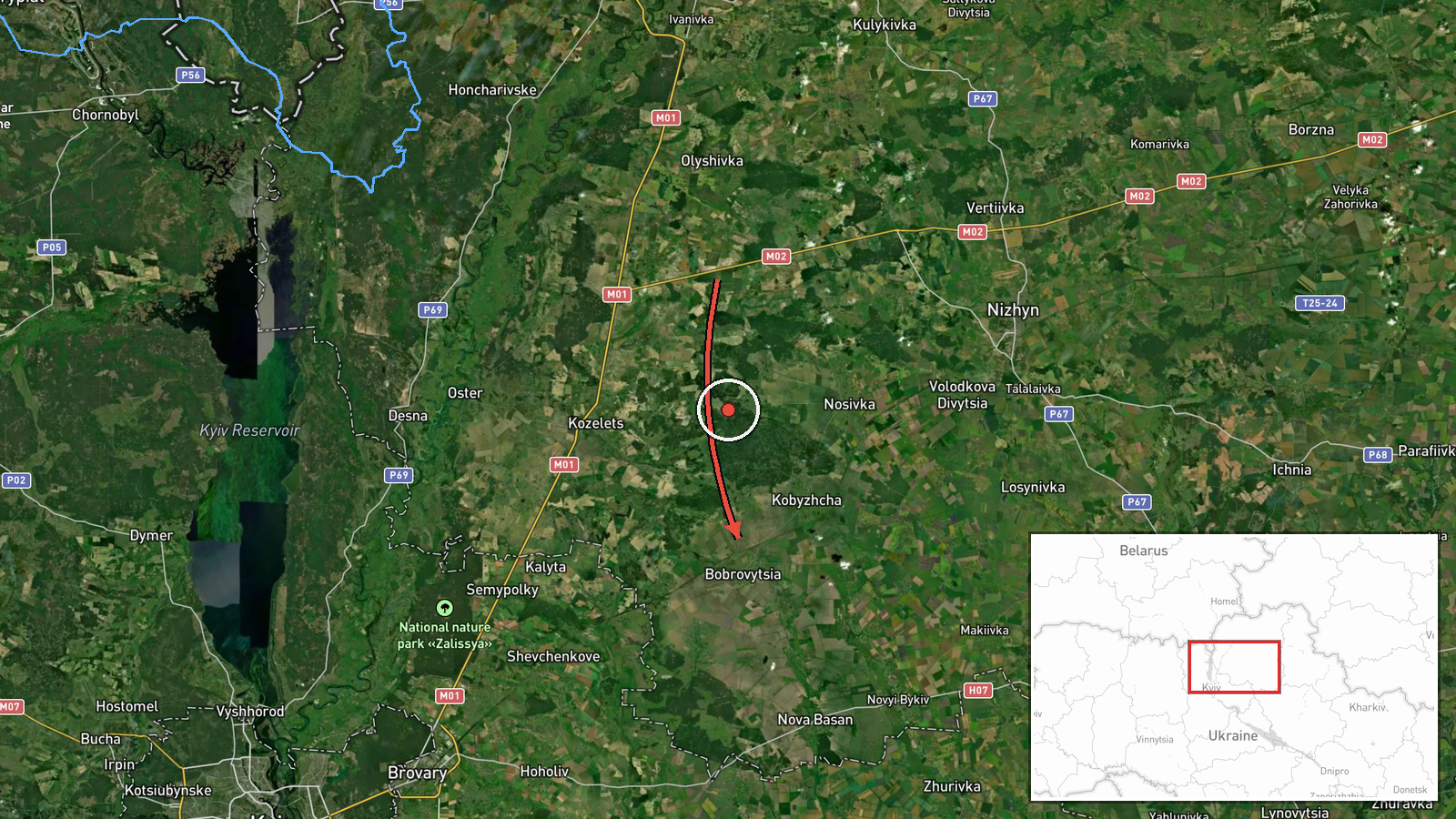 Bobrovytsia, Ukraine — Drone Transit location map
