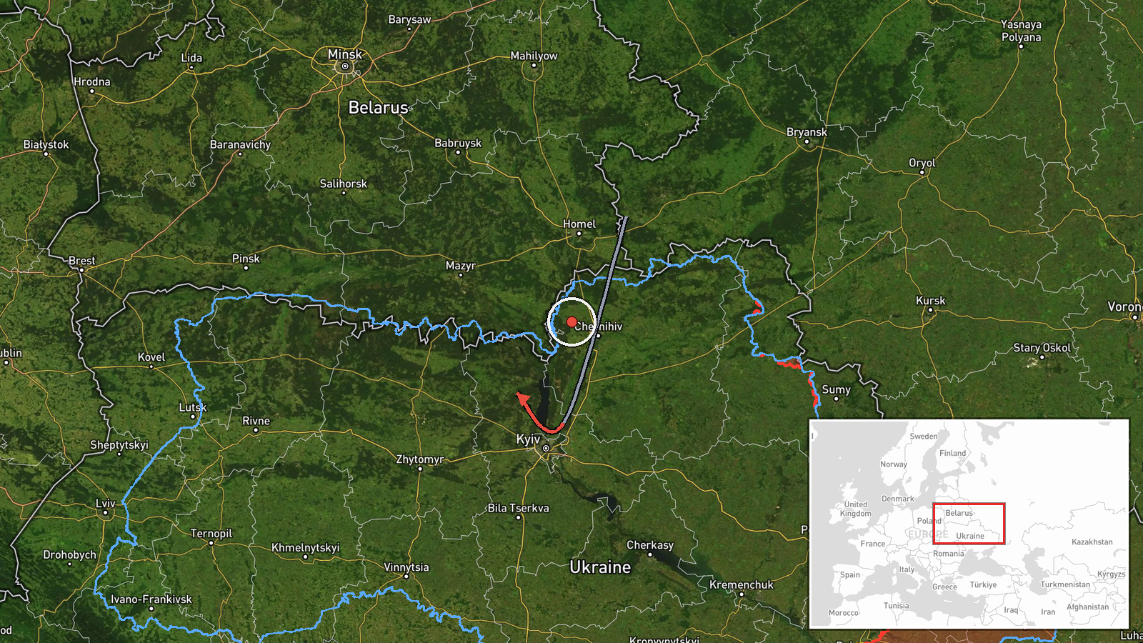 Northern Kyiv Oblast, Ukraine — Drone Transit location map