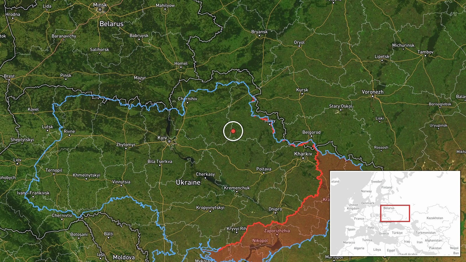 Northeastern Ukraine (Sumy, Chernihiv, Kyiv Oblasts) — Combat Aircraft location map
