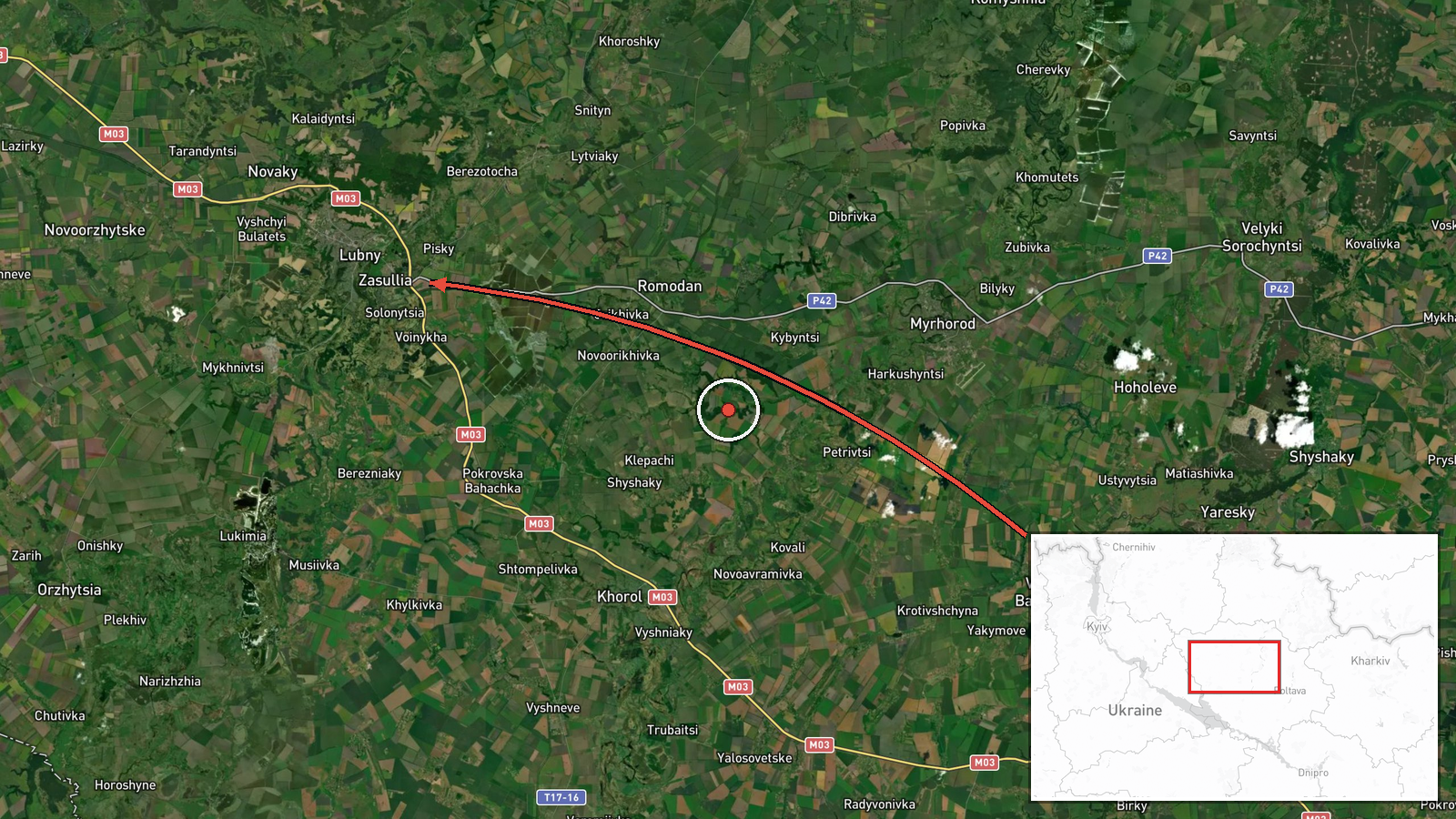 Lubny, Ukraine — Drone Transit location map
