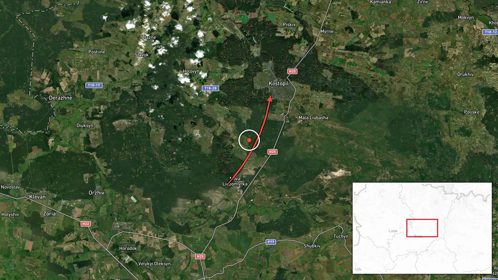 Kostopil, Ukraine — Drone Transit location map