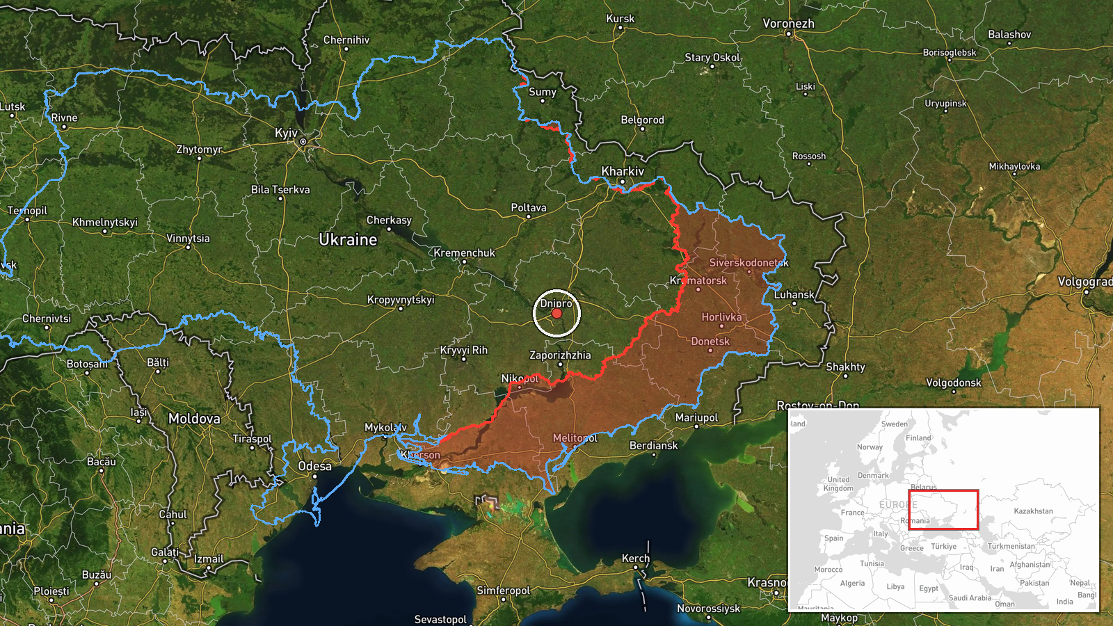 Dnipropetrovsk Oblast, Ukraine — Airstrike location map