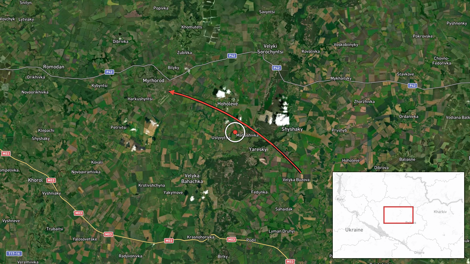 Myrhorod, Ukraine — Drone Transit location map