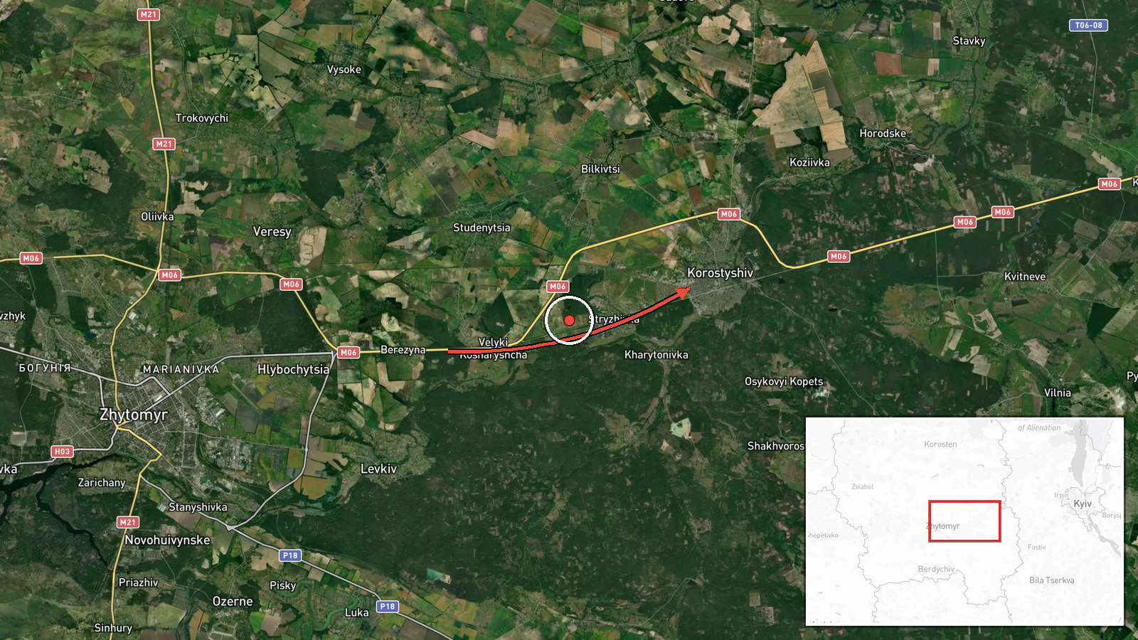 Korostyshiv, Ukraine — Drone Transit location map