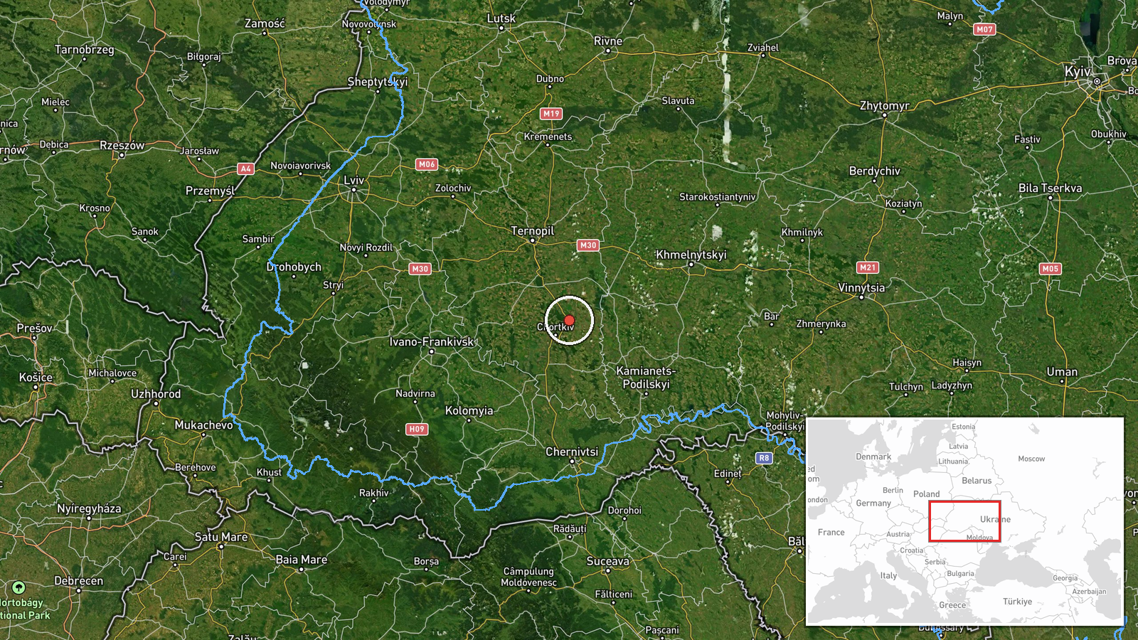 Kopychyntsi, Ternopil Oblast, Ukraine — Drone Transit location map