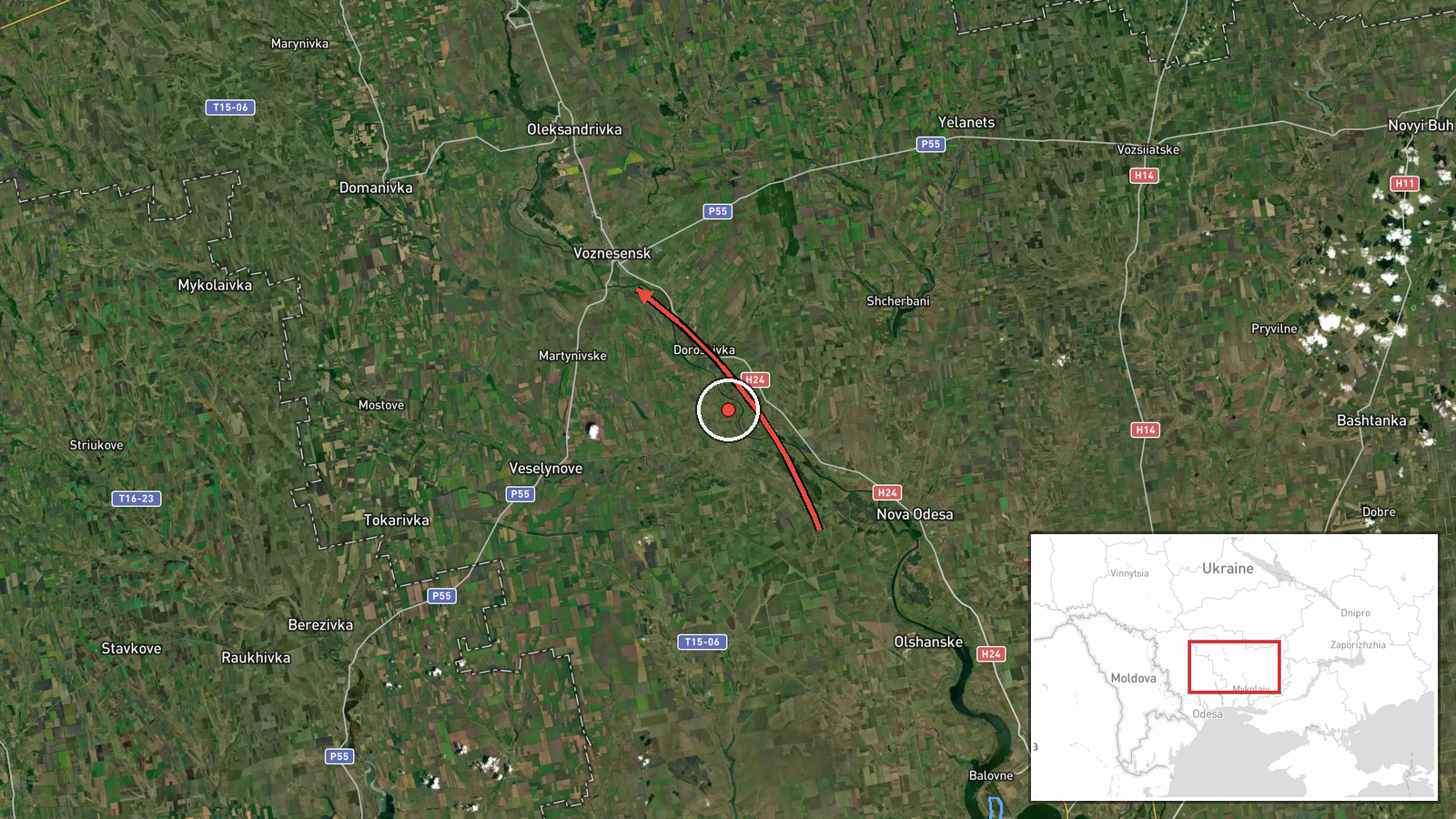 Voznesensk, Ukraine — Drone Transit location map