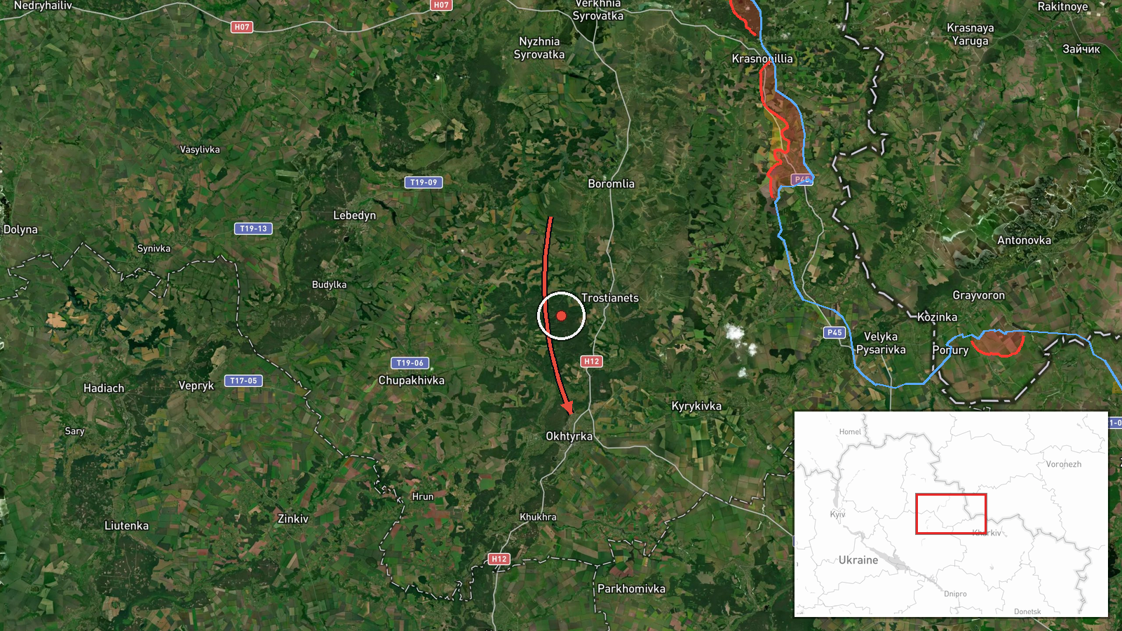 Okhtyrka, Ukraine — Drone Transit location map