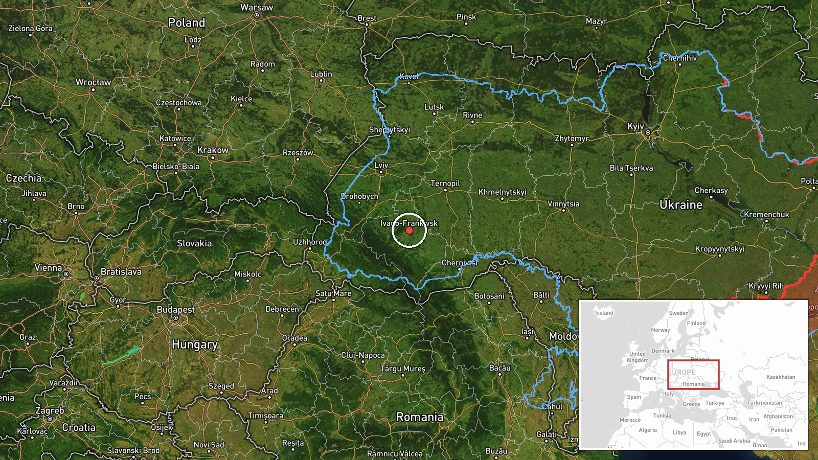 Ivano-Frankivsk Oblast, Ukraine — Drone Transit location map