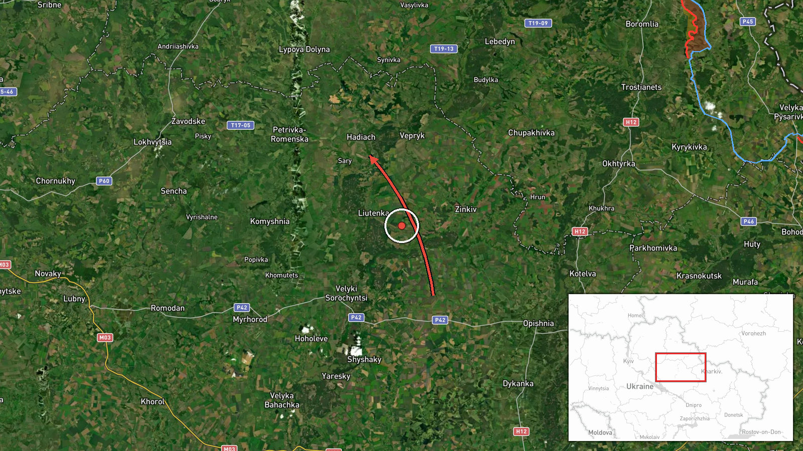 Hadyach, Ukraine — Drone Transit location map