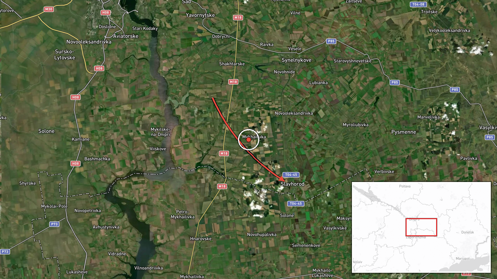 Slavhorod, Ukraine — Airstrike location map