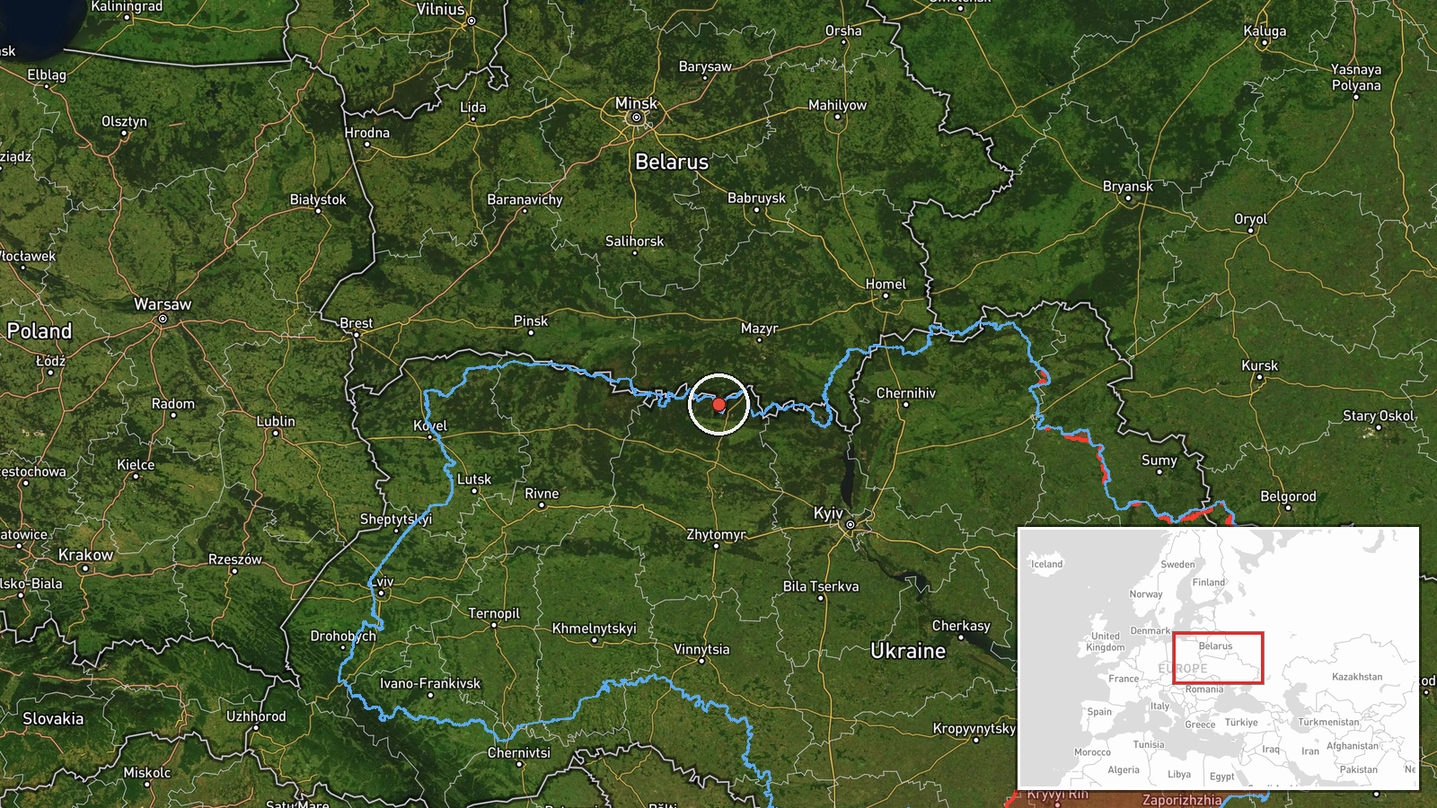 Northern Zhytomyr Oblast, Ukraine — Drone Transit location map