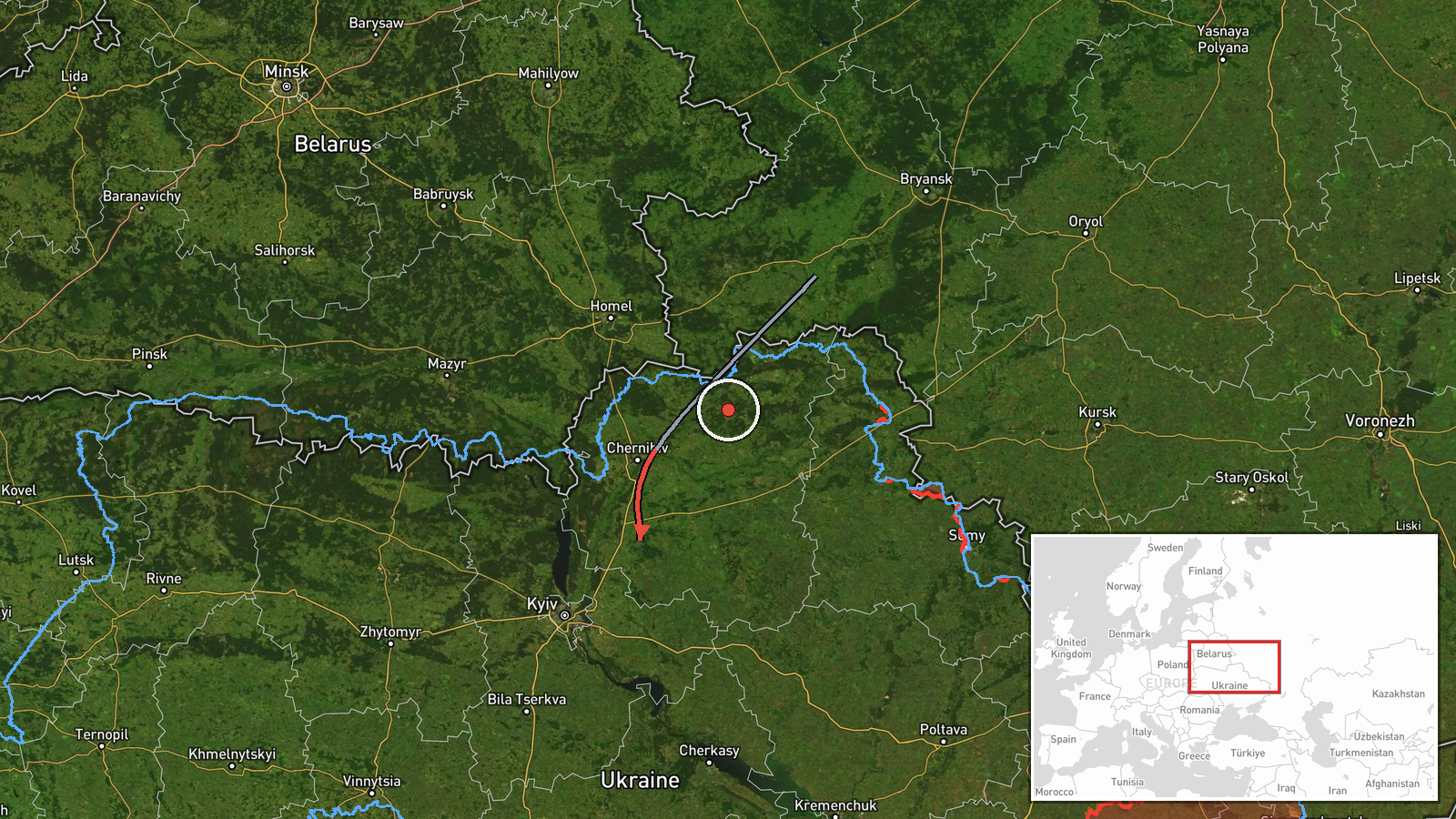 Northern Kyiv Oblast, Ukraine — Drone Transit location map