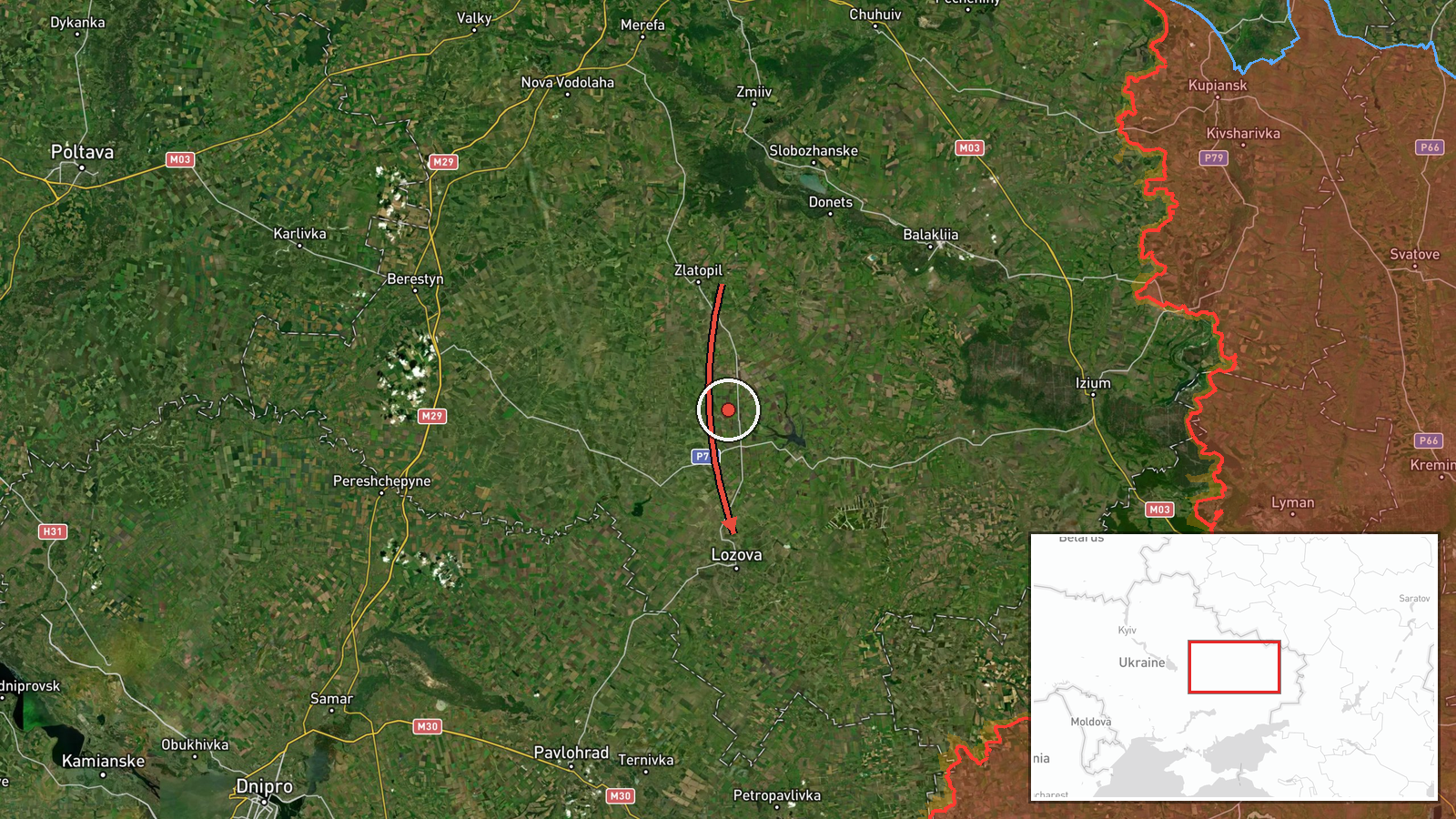 Lozova, Ukraine — Drone Transit location map