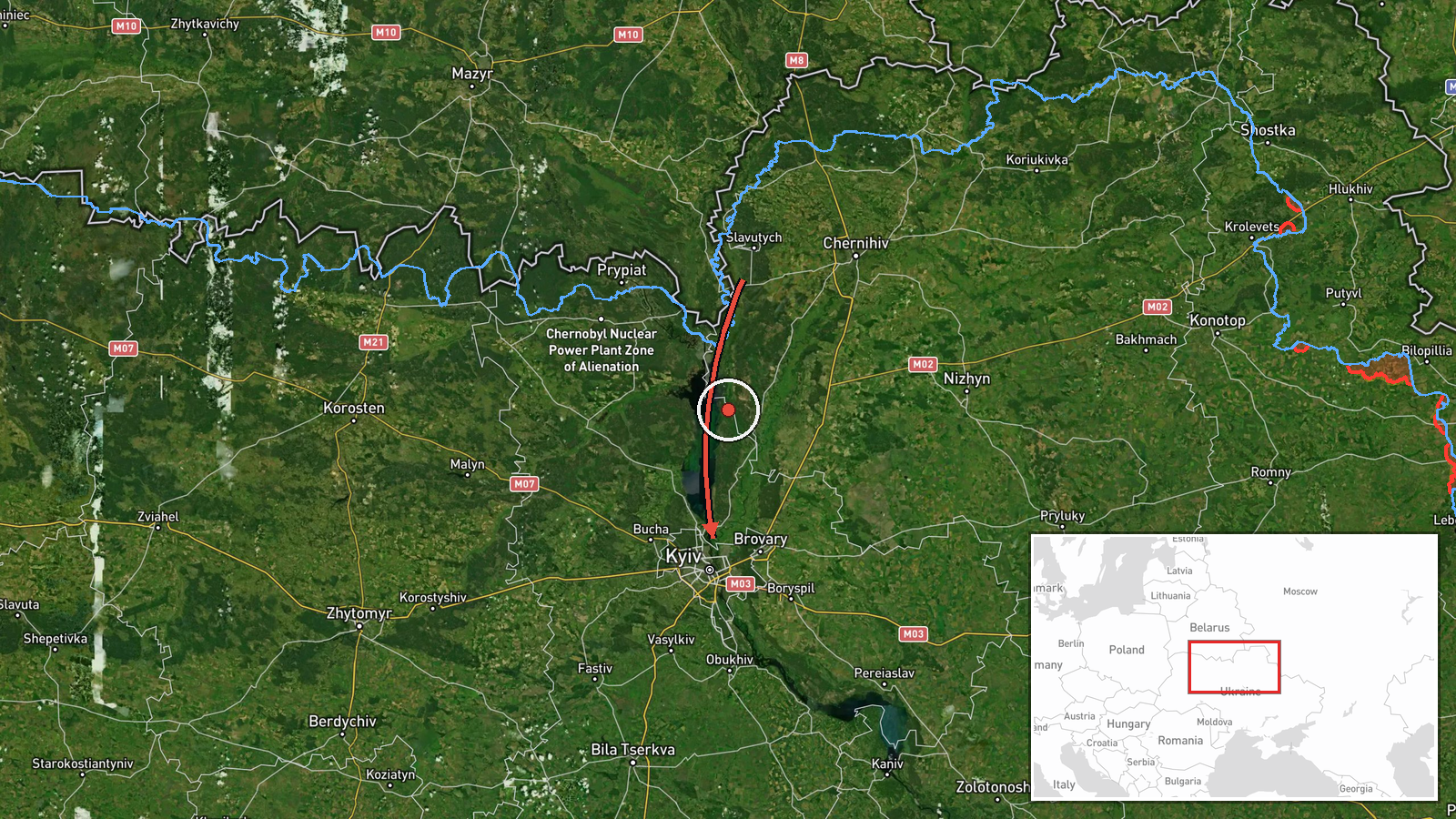 Kyiv Oblast, Ukraine — Drone Transit location map