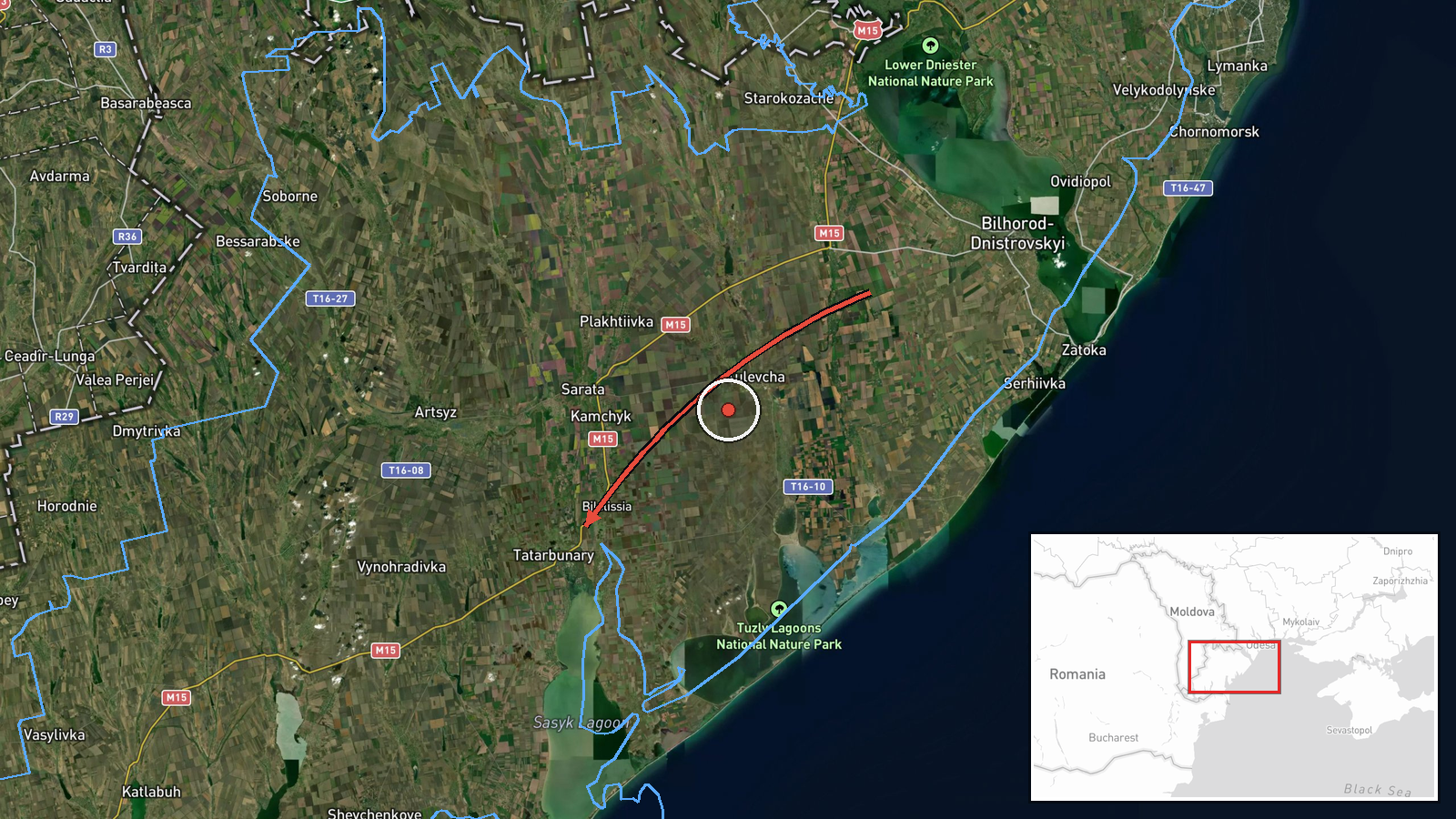 Tatarbunary, Ukraine — Drone Transit location map