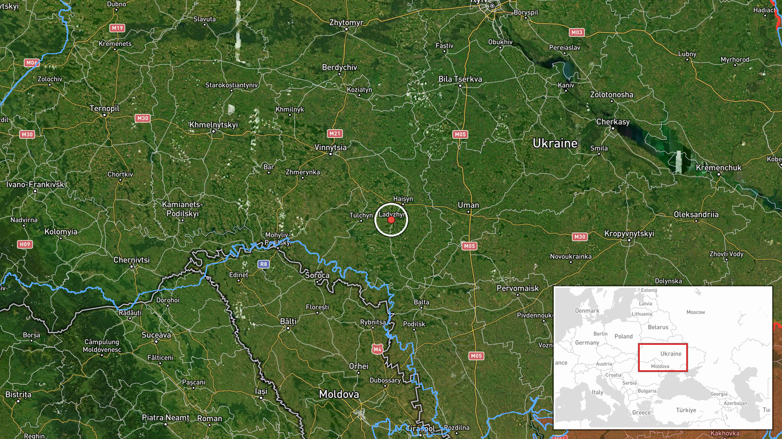 Ladyzhyn, Ukraine — Drone Transit location map