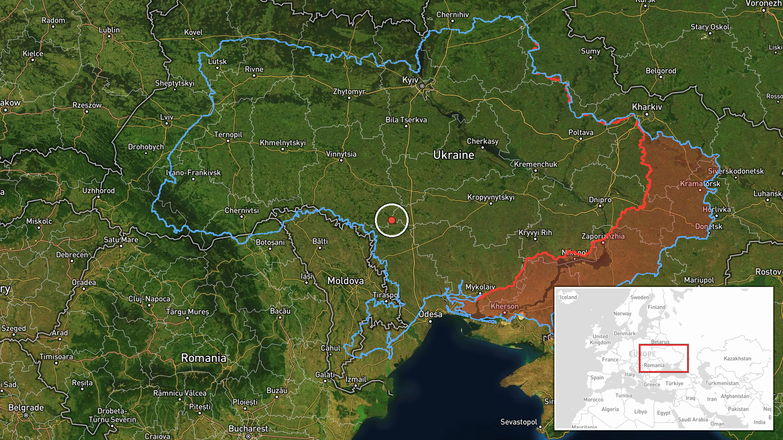 Vinnytsia-Cherkasy Oblast Border, Ukraine — Drone Transit location map