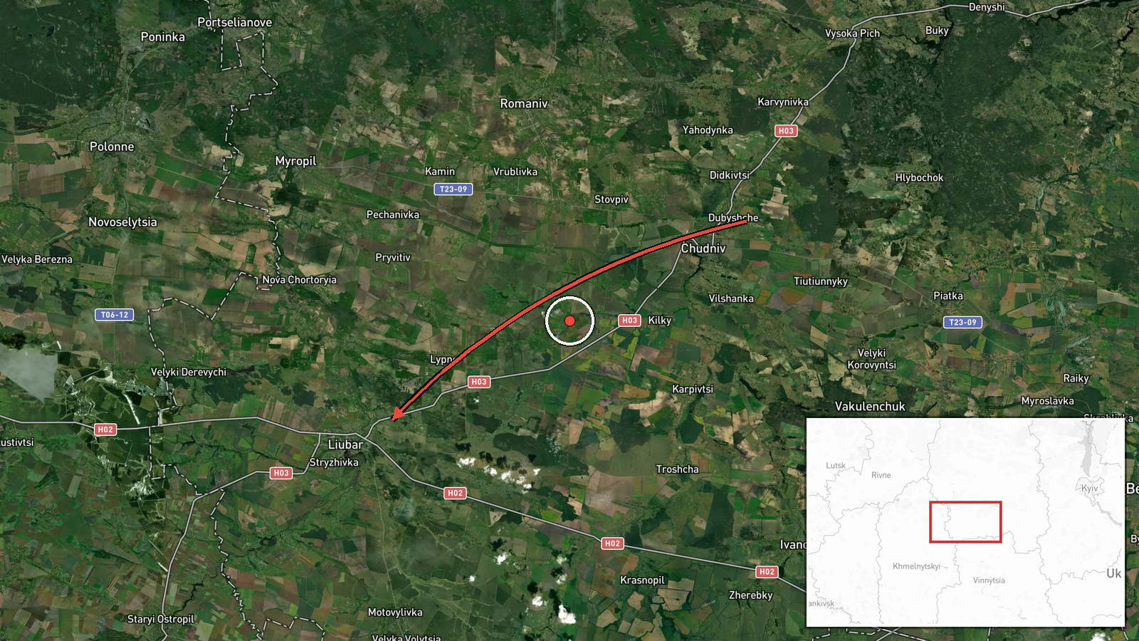 Liubar, Ukraine — Drone Transit location map