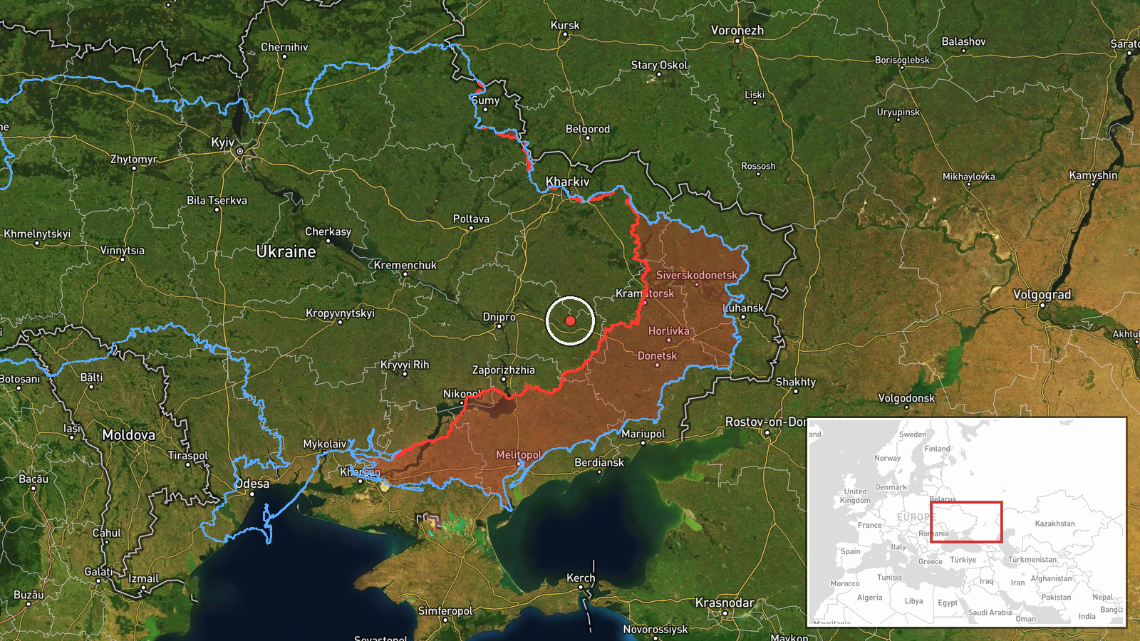 east of Pavlohrad, Ukraine — Drone Transit location map