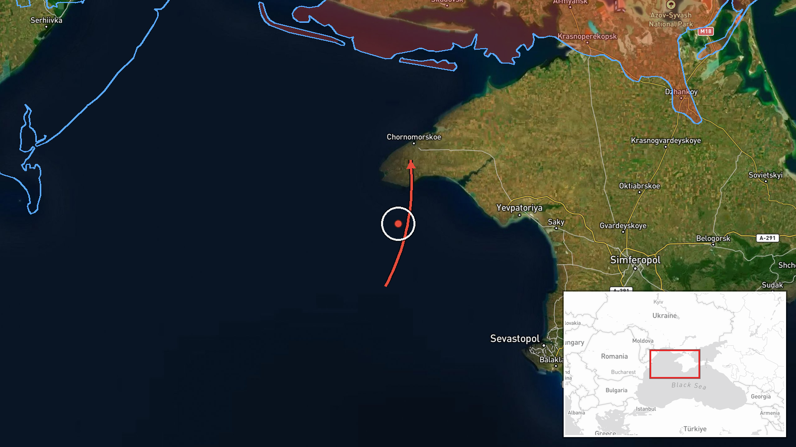 Chornomorske, Ukraine — Drone Transit location map