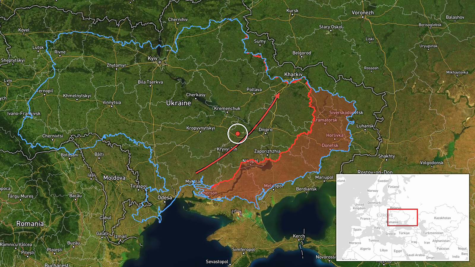Pivdenne, Ukraine — Drone Transit location map