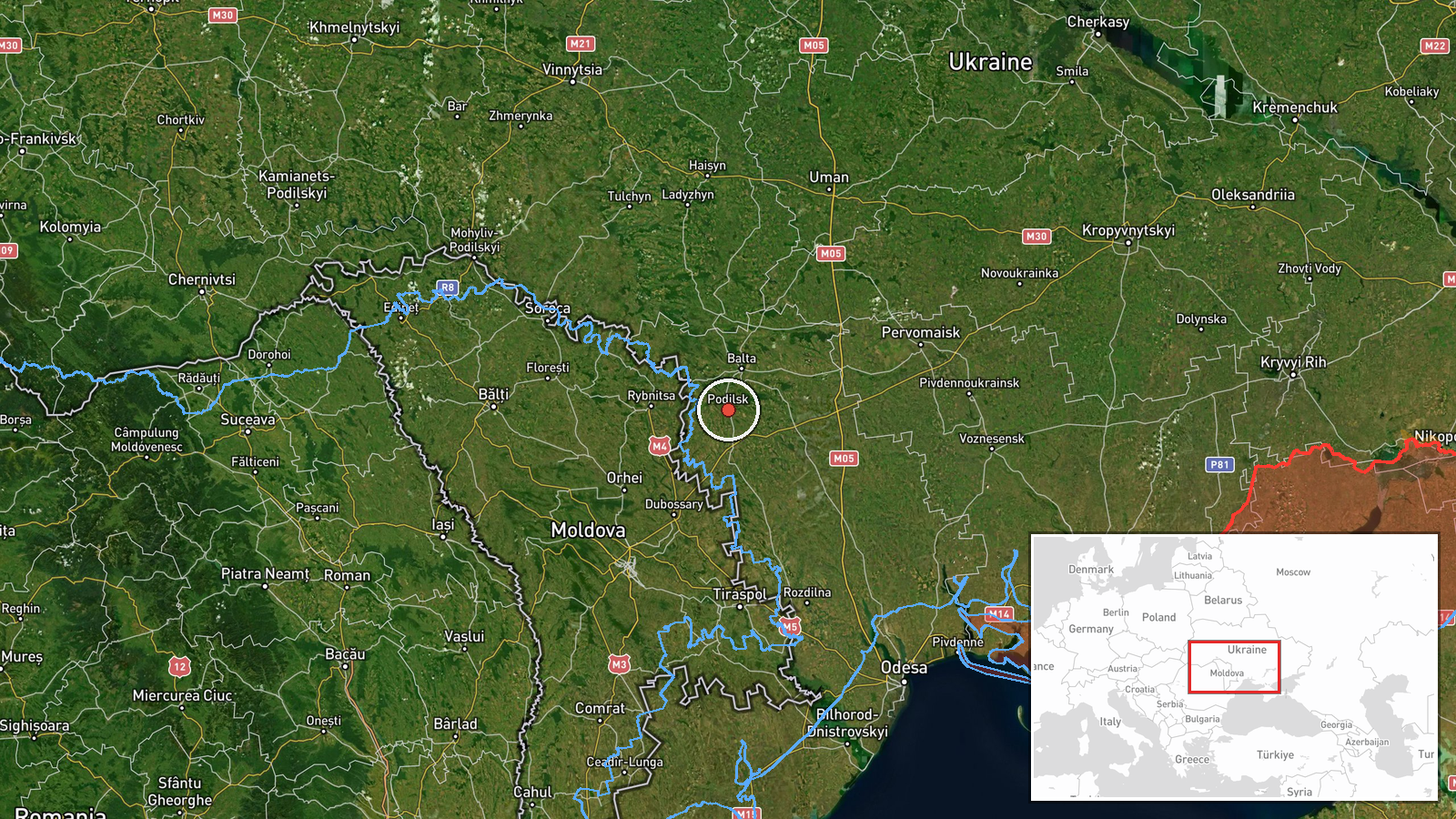Podilsk, Ukraine — Drone Transit location map