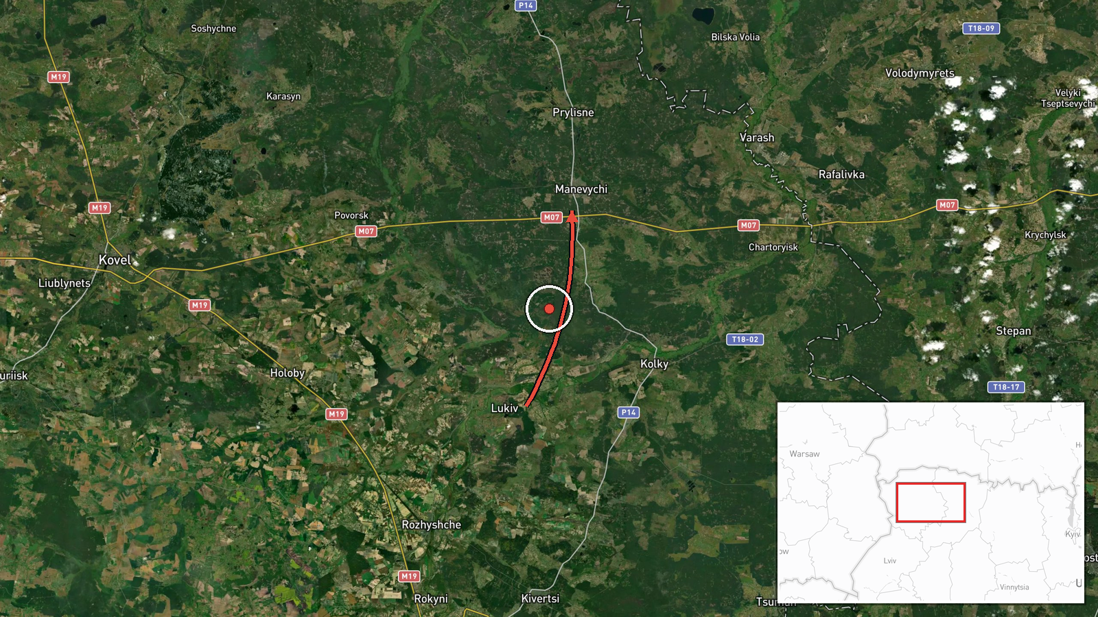 Manevychi, Ukraine — Drone Transit location map