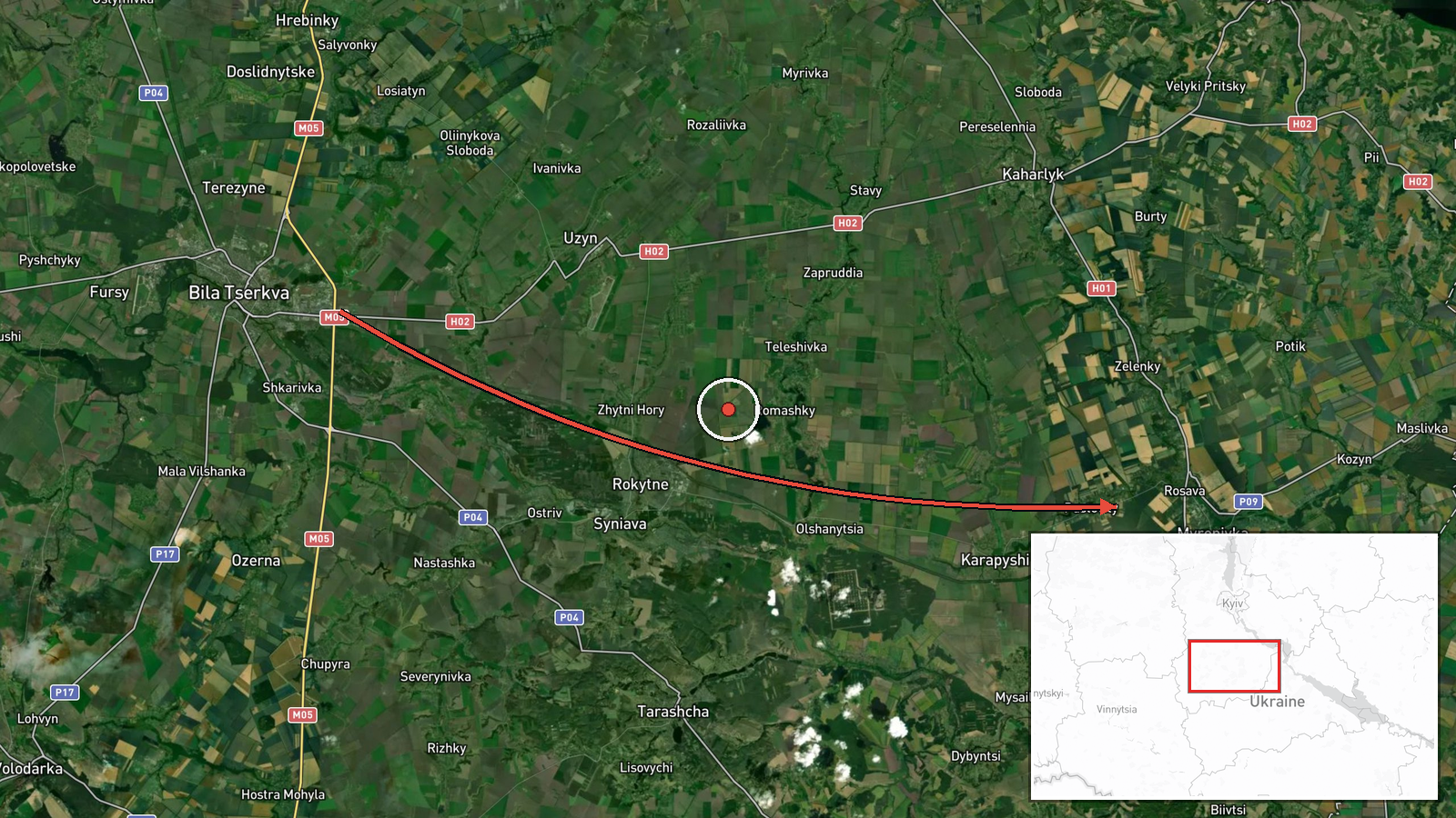 Myronivka, Ukraine — Drone Transit location map