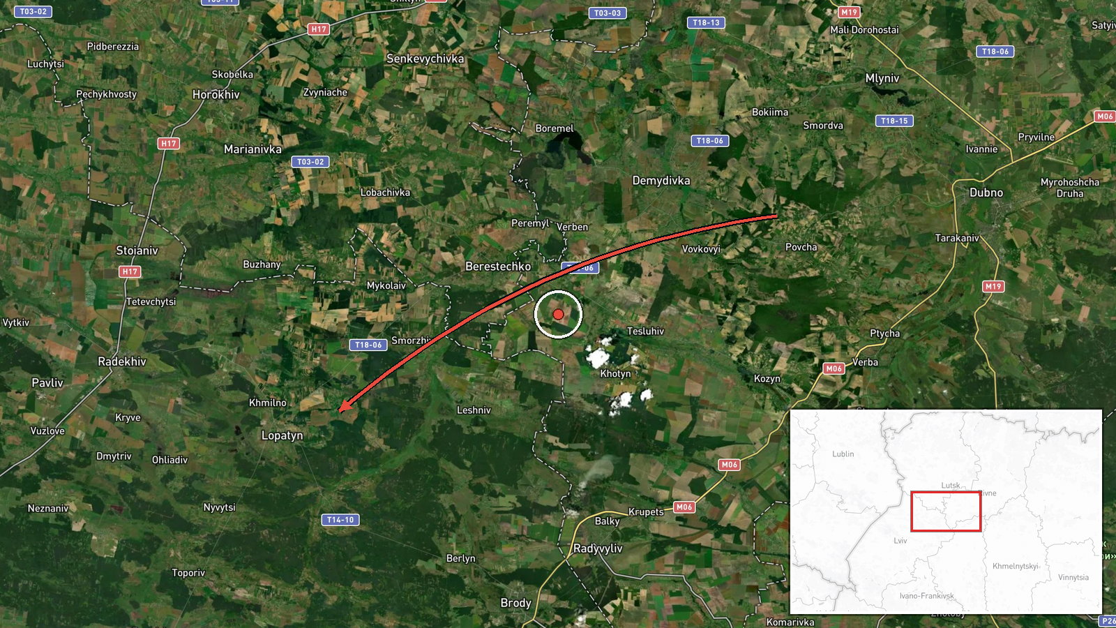 Lopatyn, Ukraine — Drone Transit location map