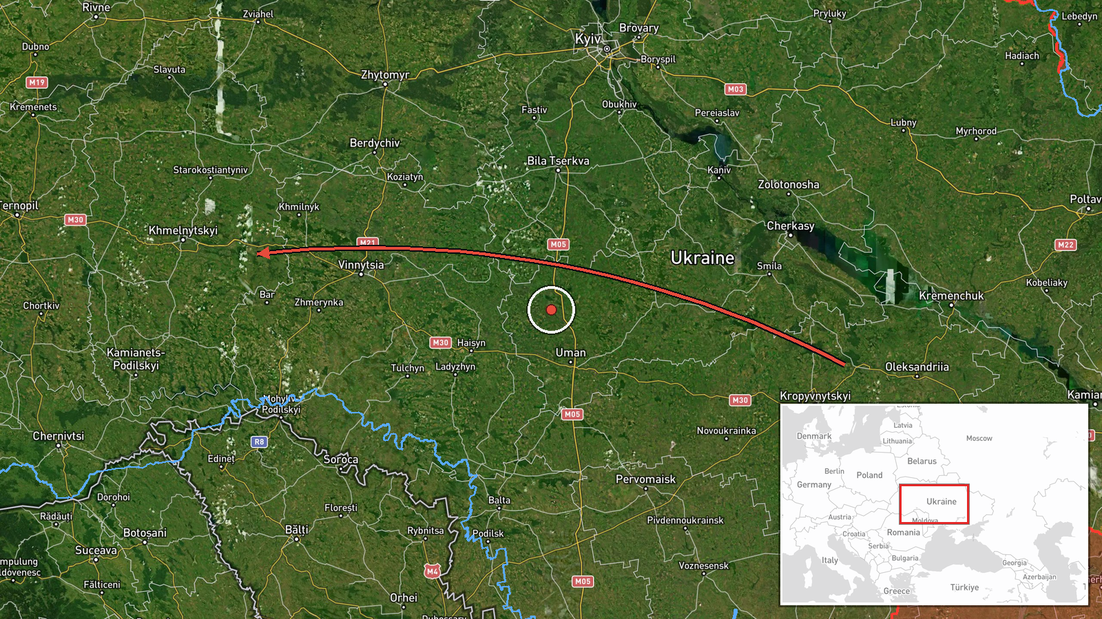 Khmelnytskyi Oblast, Ukraine — Drone Transit location map