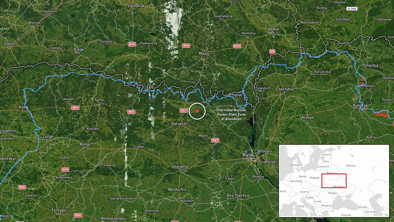 Narodychi, Zhytomyr Oblast, Ukraine — Drone Transit location map
