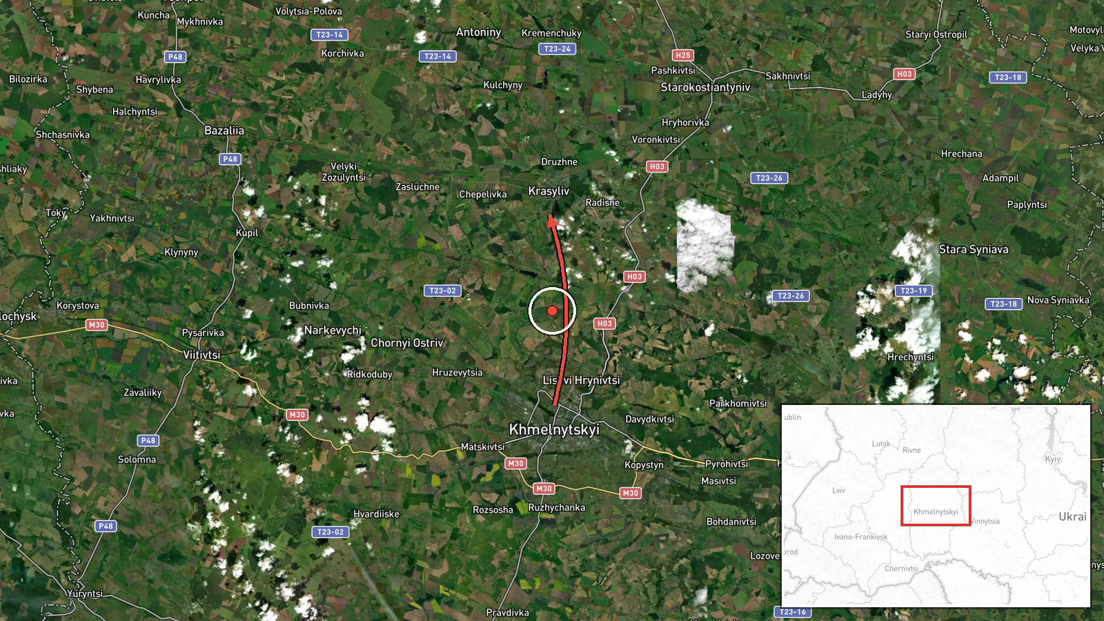 Krasyliv, Ukraine — Drone Transit location map