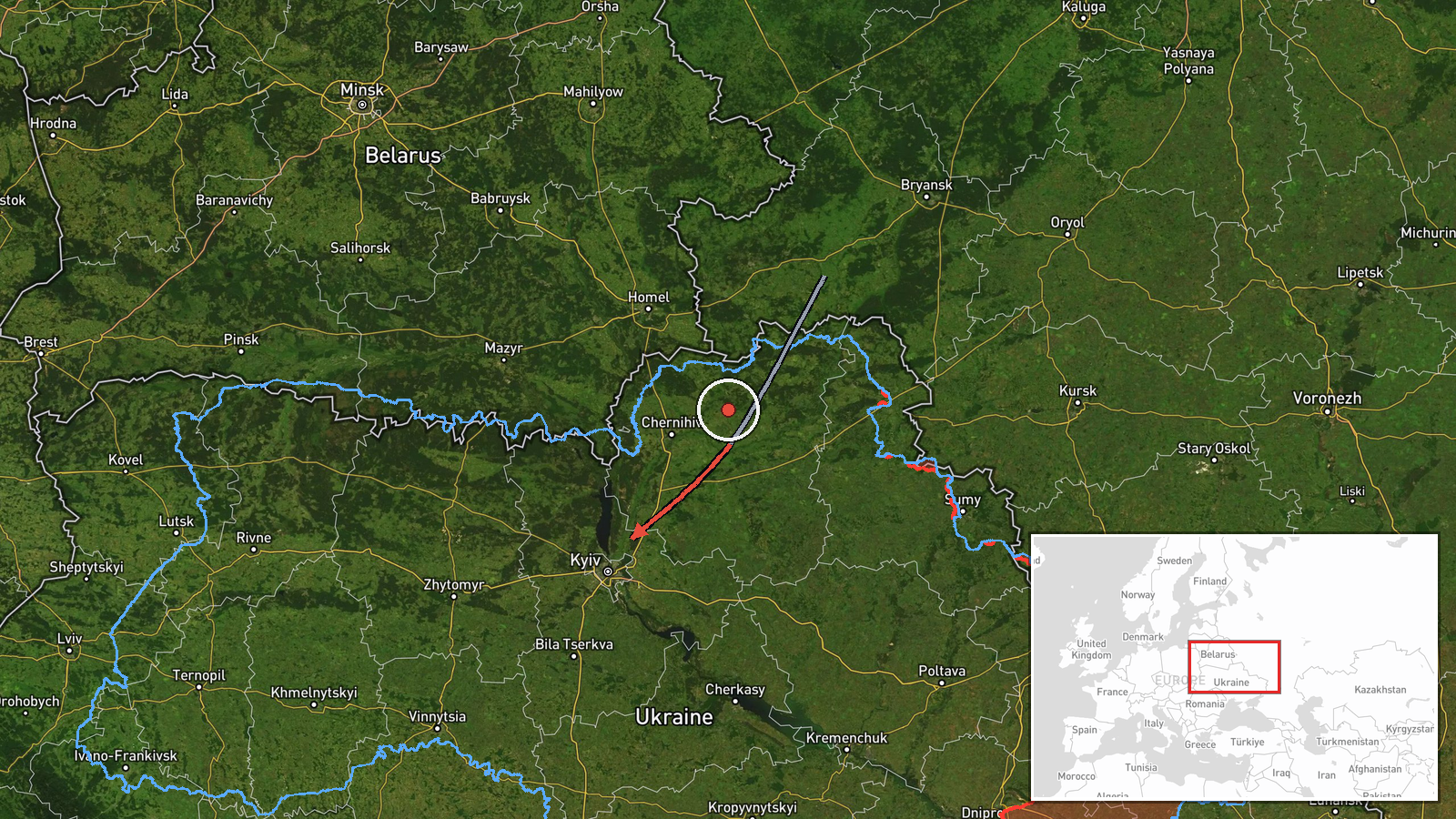 Kyiv Oblast, Ukraine — Drone Transit location map