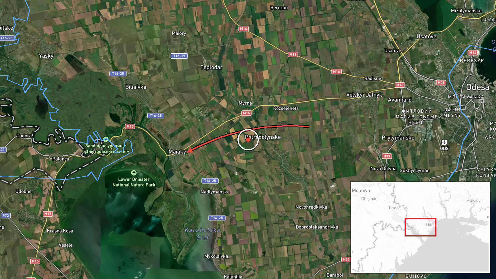 Mayaky, Ukraine — Drone Transit location map