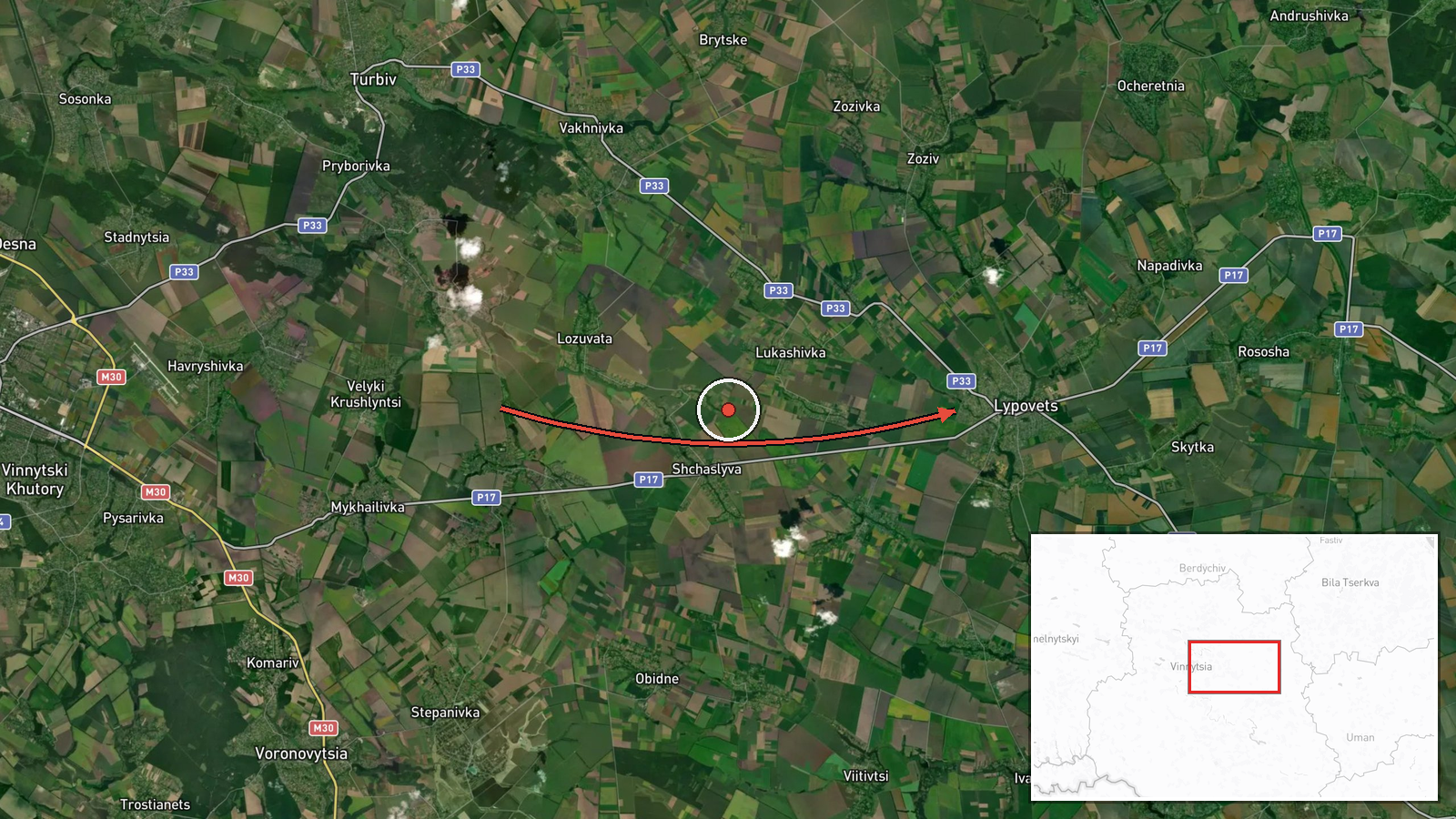 Lypovets, Ukraine — Drone Transit location map