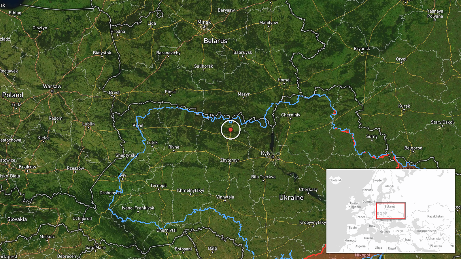 Northern Zhytomyr Oblast, Ukraine — Drone Transit location map