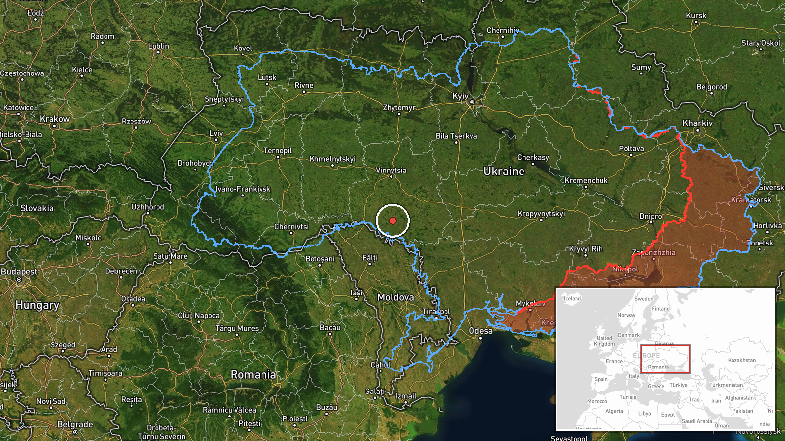 Southern Vinnytsia Oblast, Ukraine — Drone Transit location map
