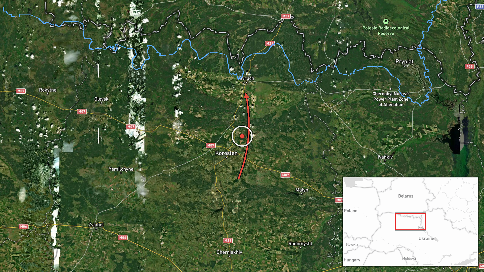 Ovruch, Ukraine — Drone Transit location map