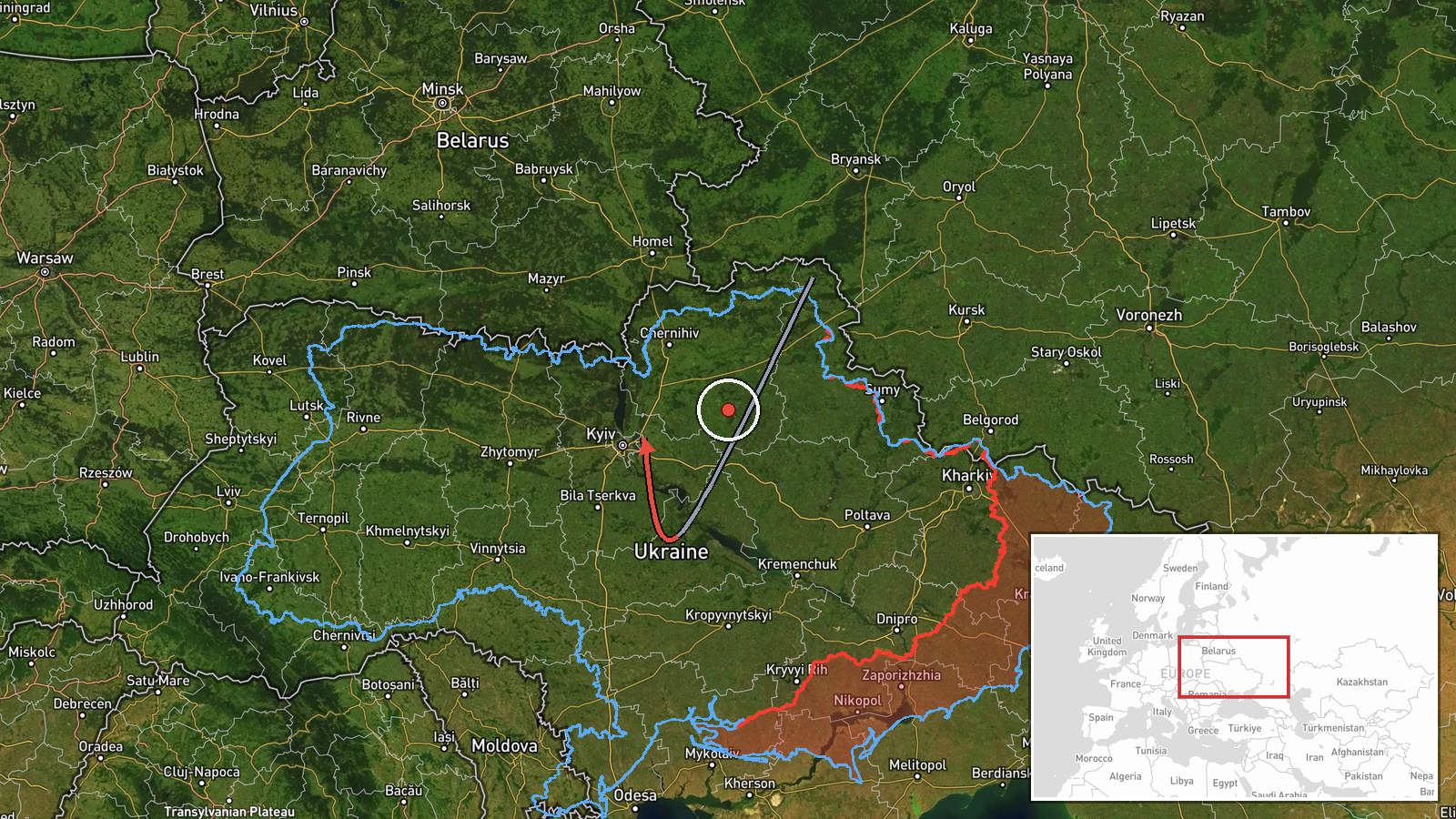 Kyiv Oblast, Ukraine — Drone Transit location map