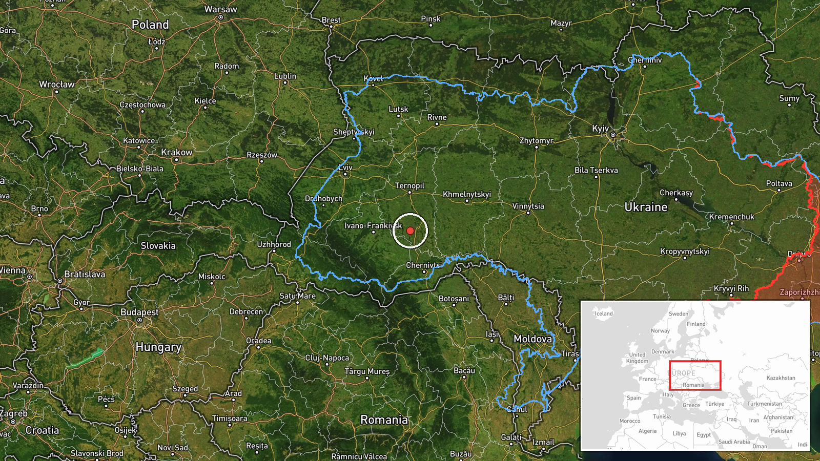 Southern Ternopil Oblast, Ukraine — Drone Transit location map