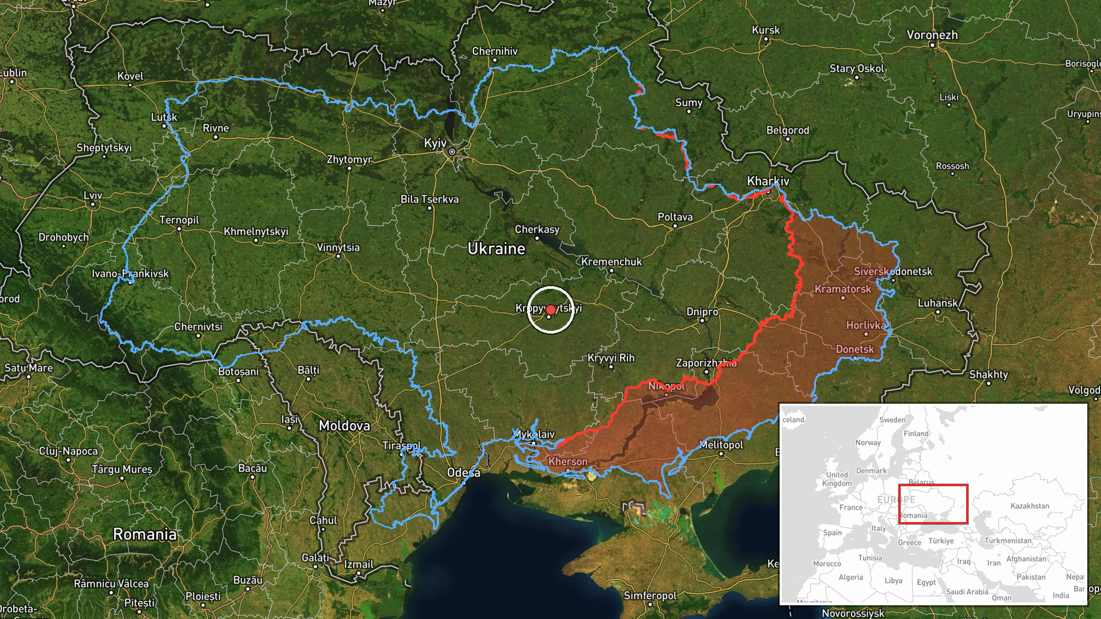 Northern Kirovohrad Oblast, Ukraine — Drone Transit location map