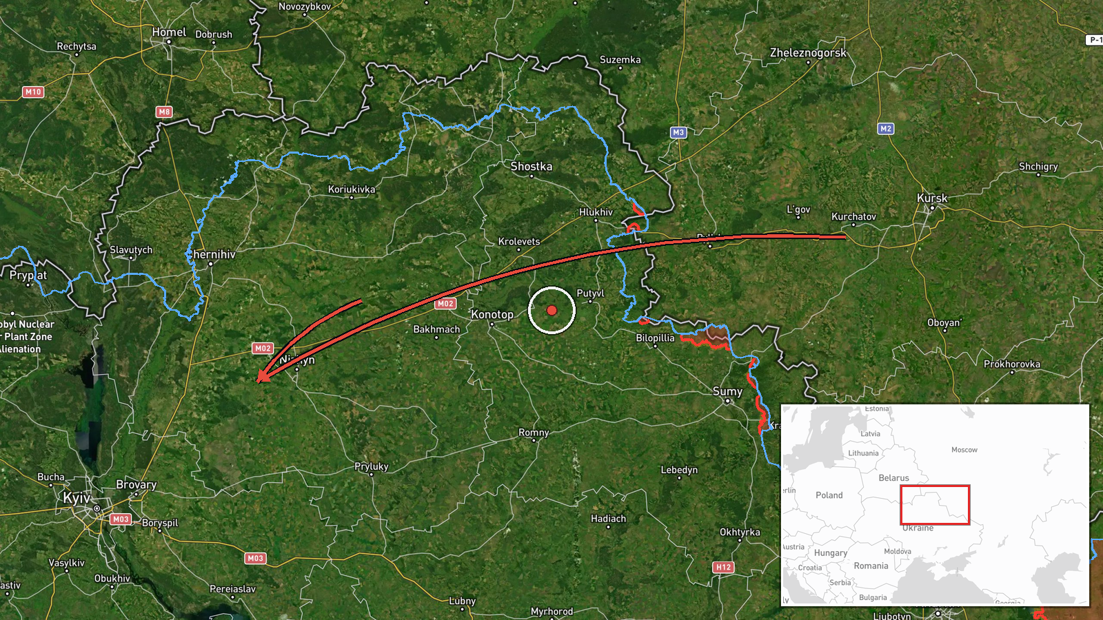 Kozelets, Chernihiv Oblast, Ukraine — Cruise Missile location map