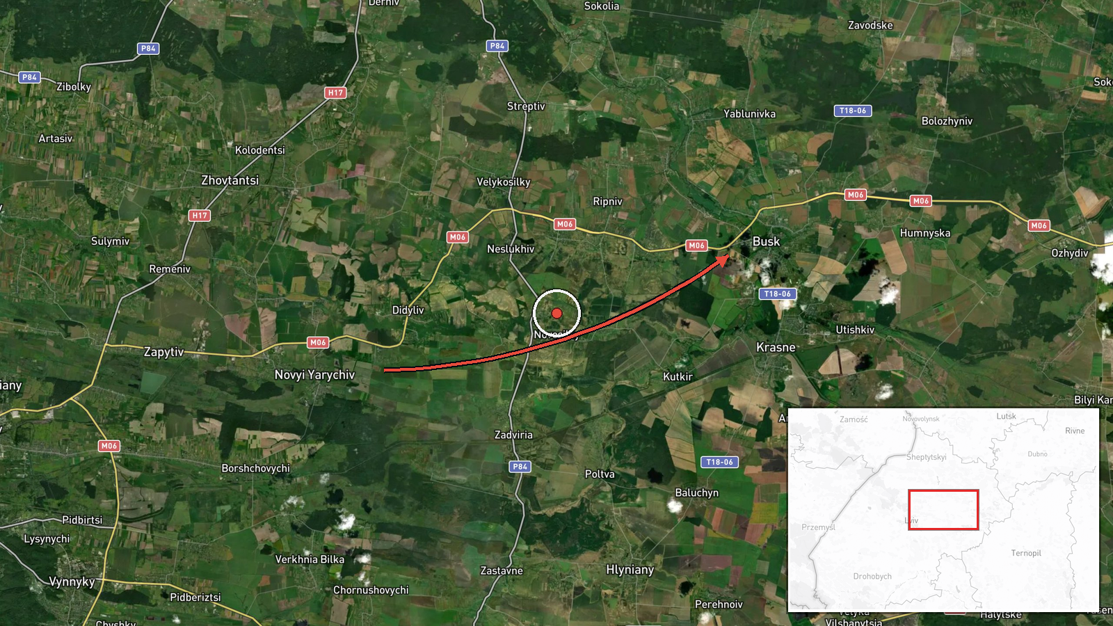 Busk, Ukraine — Drone Transit location map