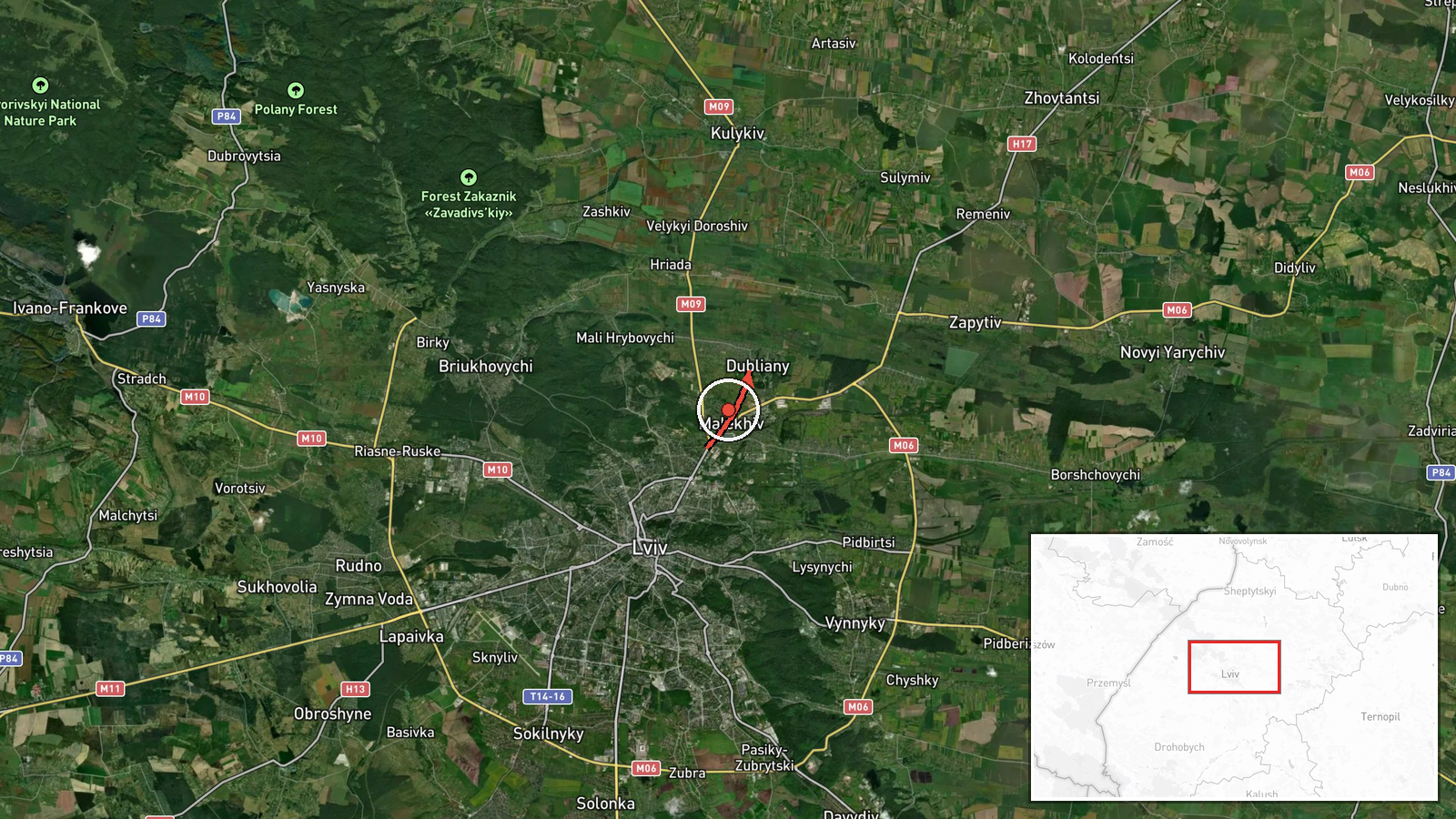 Dubliany, Ukraine — Drone Transit location map