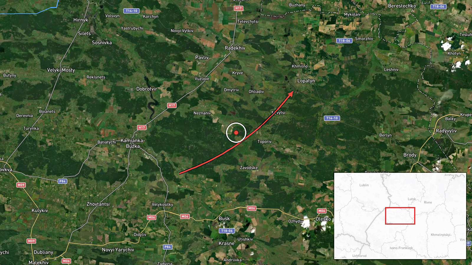 Lopatyn, Ukraine — Drone Transit location map