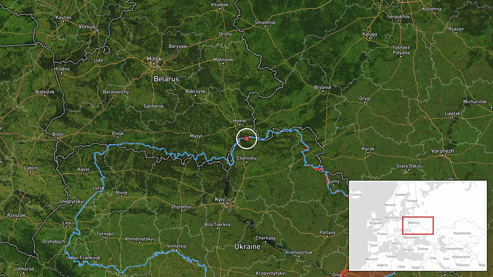 northern Chernihiv Oblast, Ukraine — Drone Transit location map