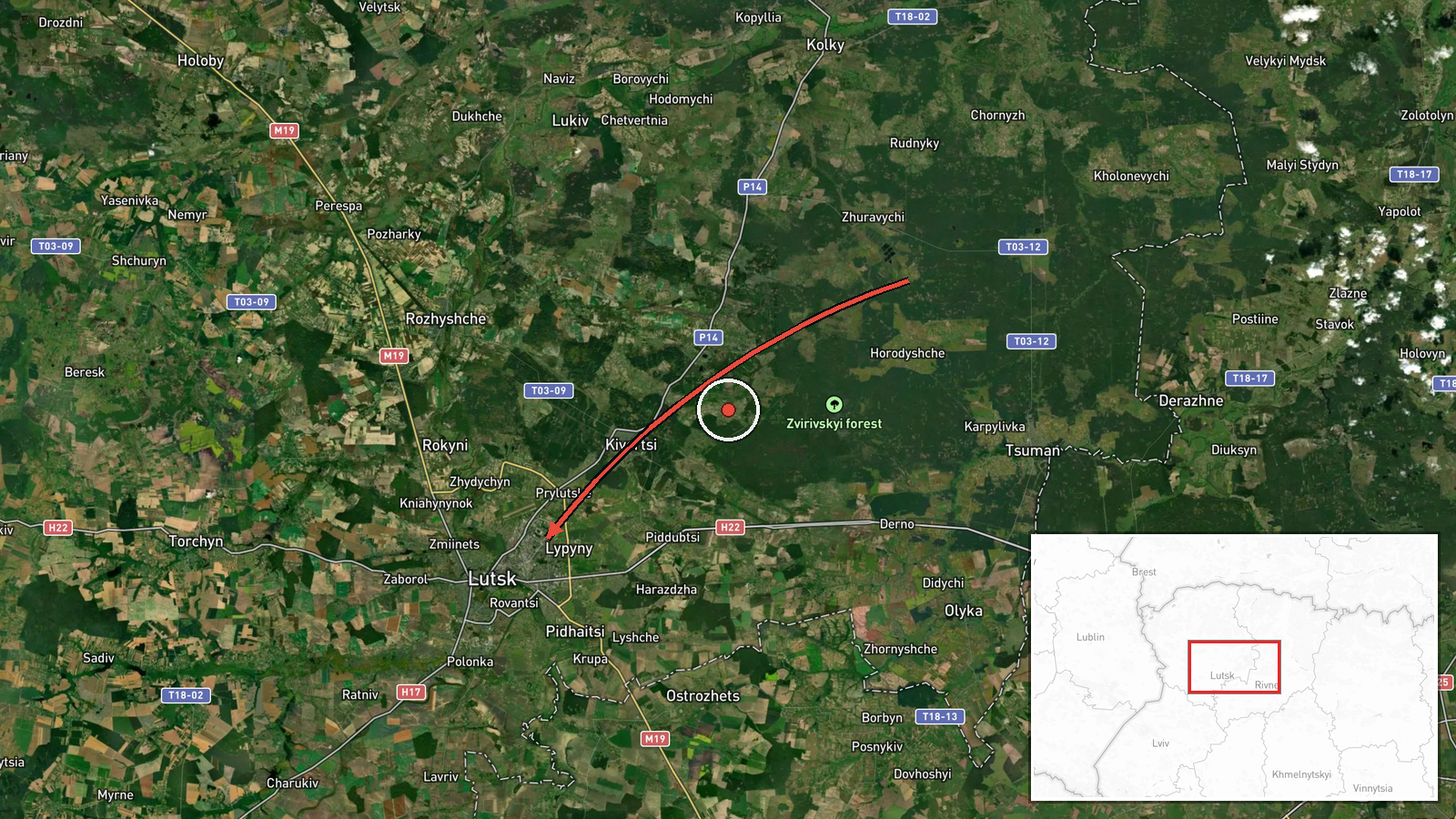 Volyn Oblast, Ukraine — Drone Transit location map