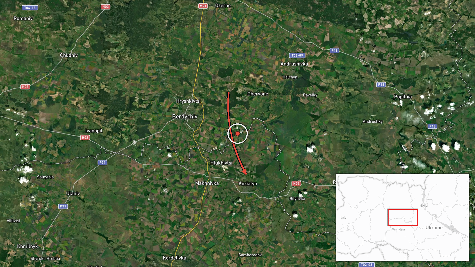 Kozyatyn, Ukraine — Drone Transit location map