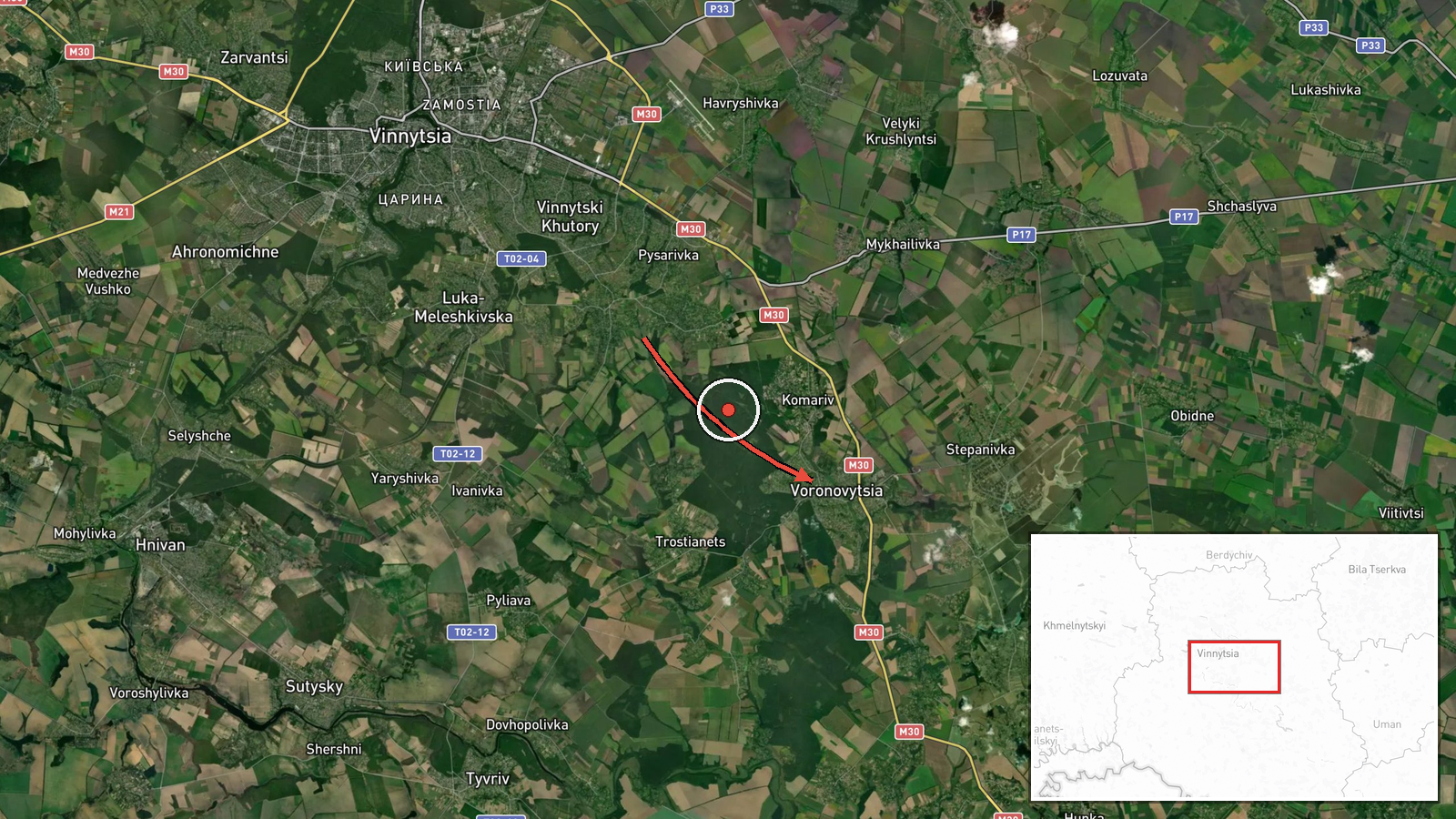 Voronovytsya, Ukraine — Drone Transit location map